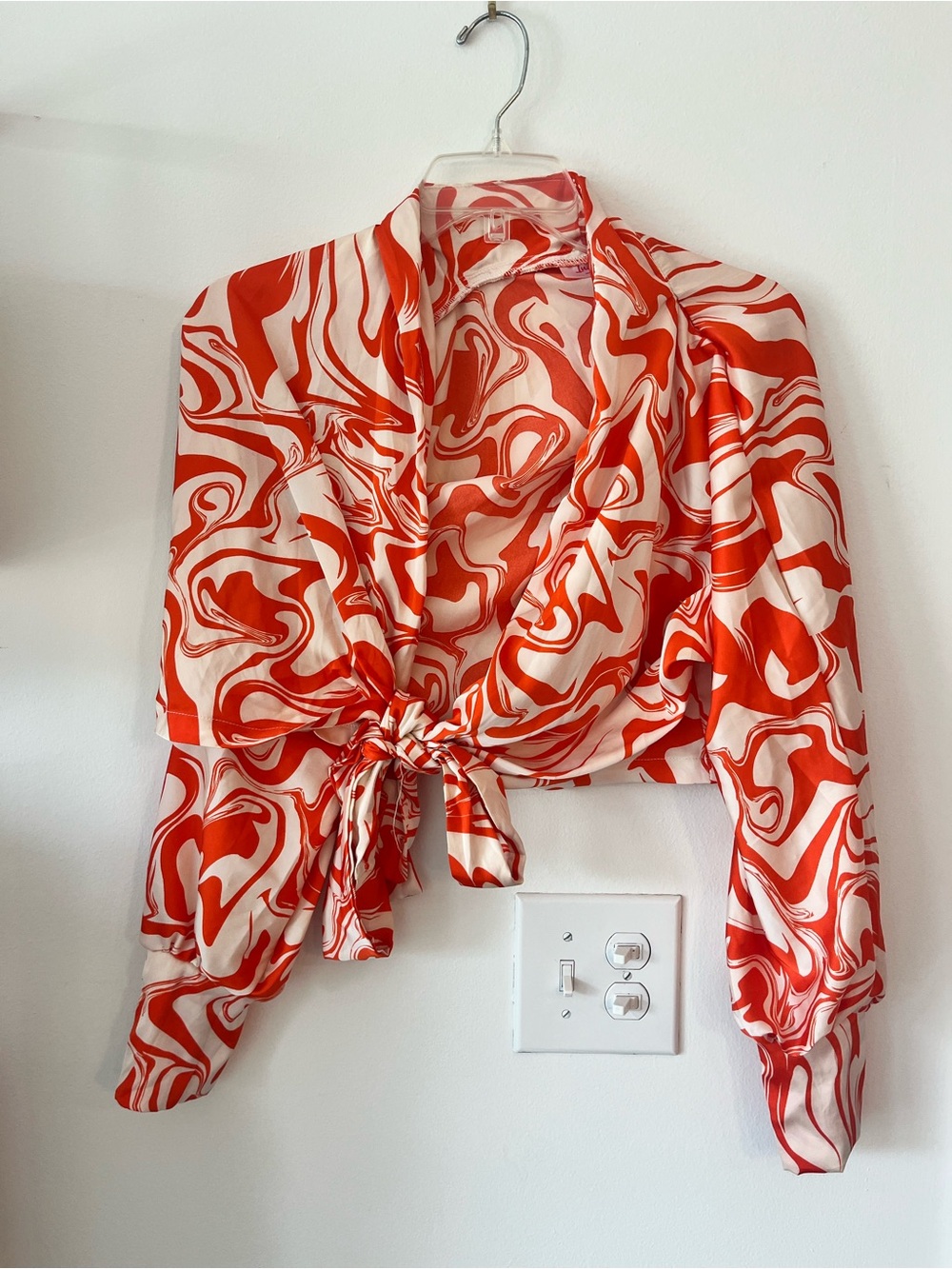 Red Swirl Tie-Front Women's Top - 1970s Inspired